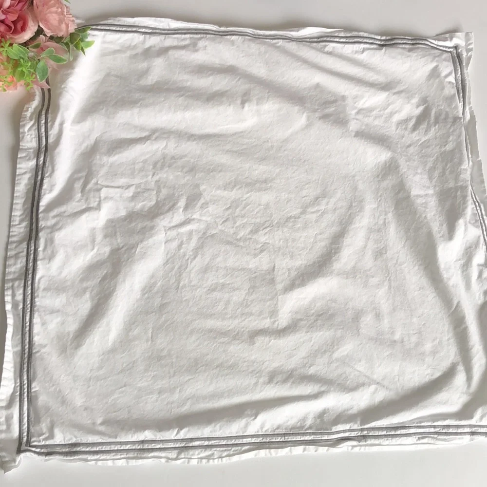 Restoration Hardware ITALIAN HOTEL SATIN STITCH Euro SHAM Fog White Silver